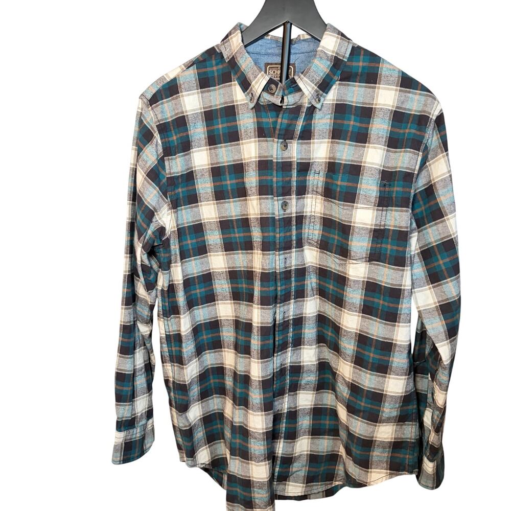 C.E. Schmidt Workwear Mens brown green cream plaid flannel.  Size M. western